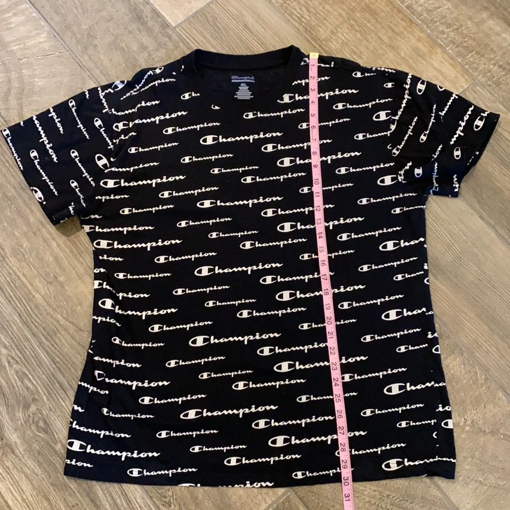 Champion All Over Logo Print T-Shirt Men’s 2XL Black White Graphic Tee - Picture 9 of 9